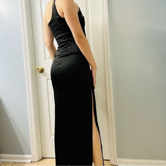 Vintage Y2K Formal Dress Prom Whimsigoth Black Embroidered Size Extra Small - Picture 2 of 8